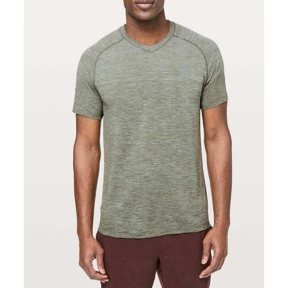 Lululemon Metal Vent Tech V-Neck Short Sleeve Shirt Men's Heathered Grey Sage